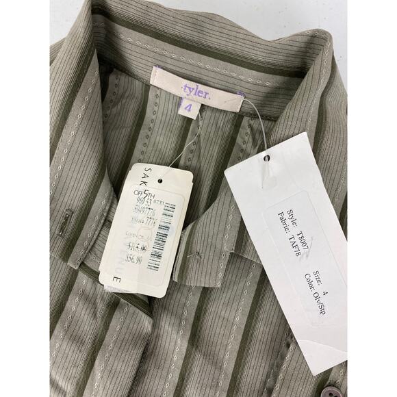 VTG NEW DEADSTOCK tyler. USA Saks Fifth Avenue stripe button up blouse shirt 4 - Picture 5 of 5